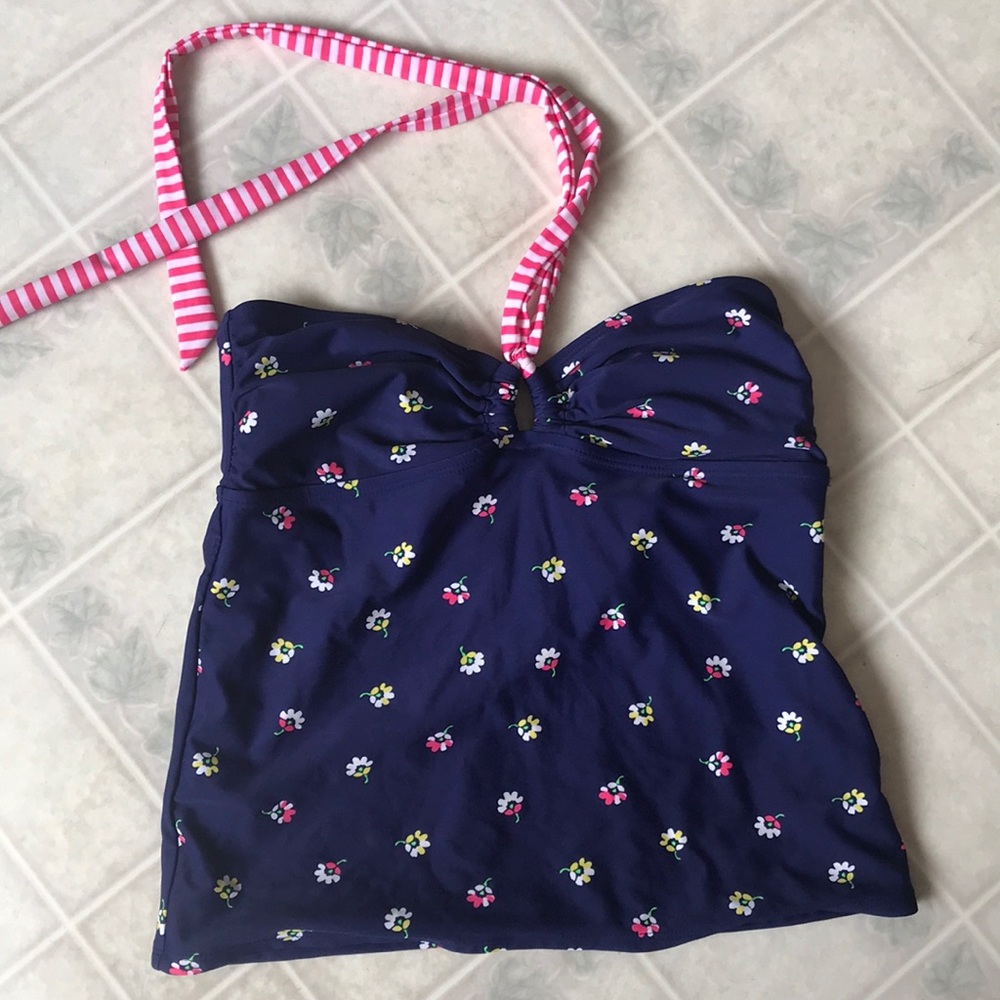 Old navy Halter top Swim Top sz Medium blue floral print